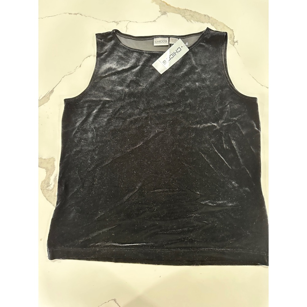 Chico's Velvet Dynasty Tank Black Size‎ 2 L Sleeveless Top